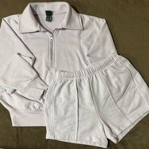 Wild Fable Lilac Zip-Up Collar Pullover And Short Set Size XXS